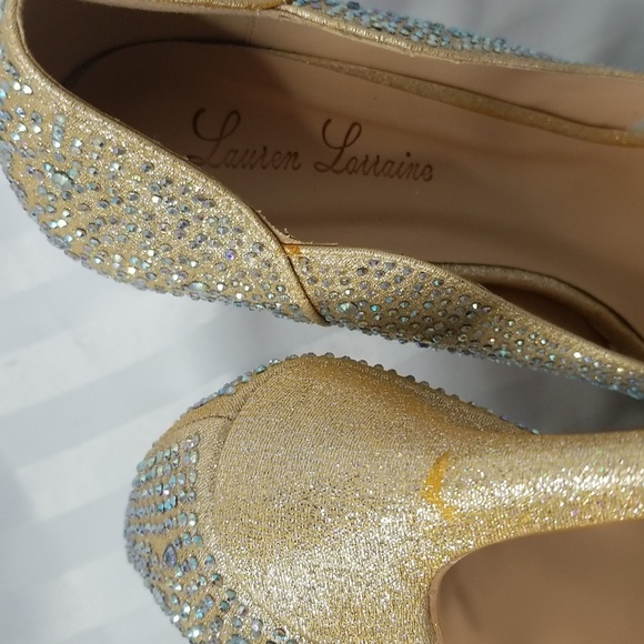 LAUREN LORRAINE SPARKLE PEEP TOE HEELS - Picture 7 of 9